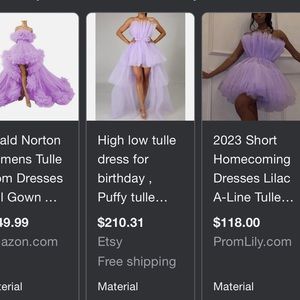 Lavender tulle dress.